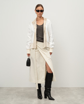 Helmut Lang Бежевая двухслойная куртка ZIP из шелка O04HW102