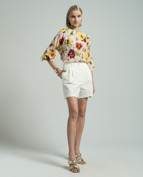 Max Mara Weekend Рожева блуза POMPOSA із шовку в квітковий принт POMPOSA