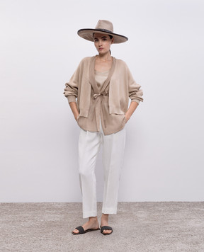 Brunello Cucinelli Бежевый топ из шелка M0C59E0600