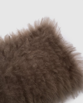Brunello Cucinelli Бежевий баф з кашеміру з хутром M12W18199