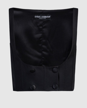 Dolce&Gabbana Черный двубортный жилет из шерсти и шелка F791FTFU28J