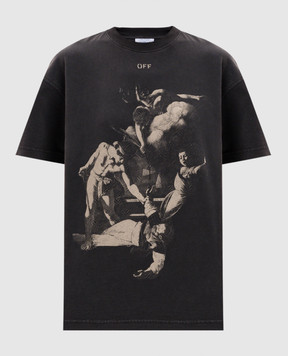 Off-White Серая футболка с принтом Martyrdom с логотипом OWAA089S25JER00A