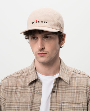 Kiton Бежева кепка з вишивкою логотипа UCAPP68K0717F