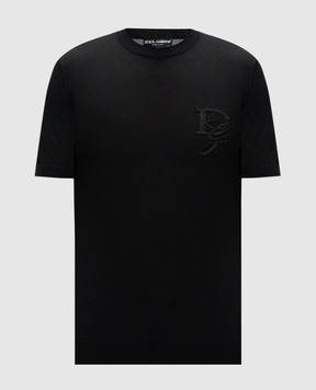 Dolce&Gabbana Черная футболка с кашемиром GXX59ZJAWXR