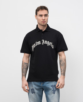 Palm Angels Чорне поло з вишивкою логотипа PMGB012S25FAB003