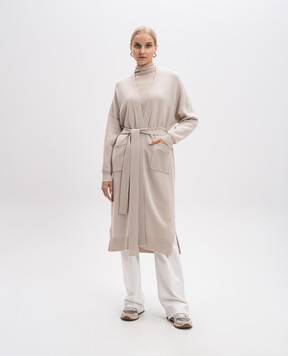 Allude Бежевий подовжений кардиган з вовни та кашеміру 24517030