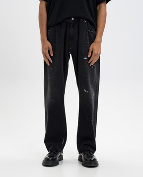 Maison Margiela MM6 Чорні джинси з ефектом потертості SH0LA0027M30011