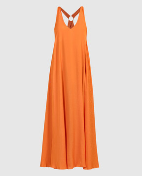Twinset Оранжевое платье миди с узором 241LM2EBB