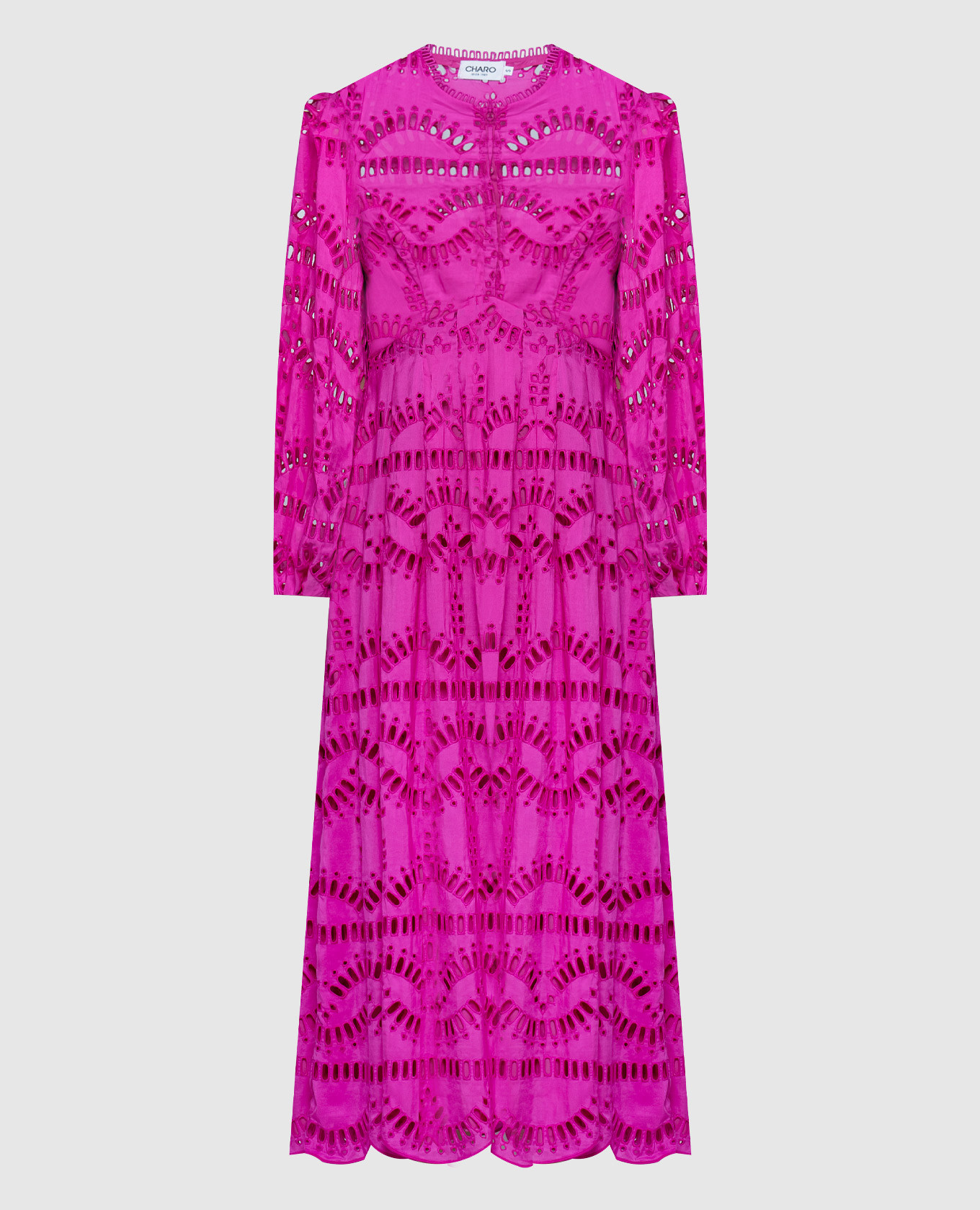 Kaika pink dress with broderie embroidery