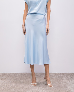Allude Блакитна спідниця міді із шовку 25284005