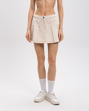 Palm Angels Бежевая юбка мини с логотипом PWCC085S25FAB001