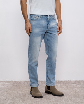 Brunello Cucinelli Блакитні джинси з ефектом потертості M241PD3210