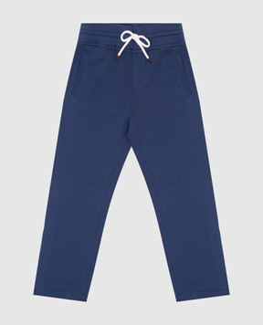 Brunello Cucinelli Детские синие спортивные штаны с лампасами. B0T35E333C