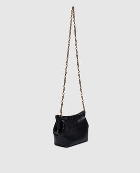 Alexander McQueen Черная сумка The Peak с тиснением под кожу крокодила 7899481MCAA