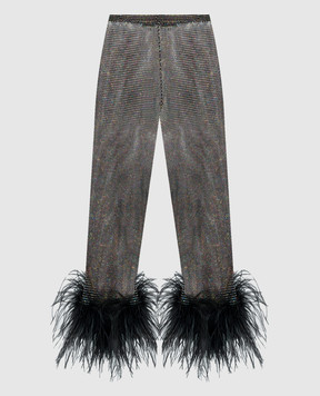 Santa Brands Черные укороченные брюки с кристаллами и перьями страуса FEATHERSPANTS