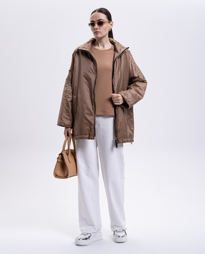 Max Mara Бежева футболка TUBO з вишивкою монограми логотипа TUBO