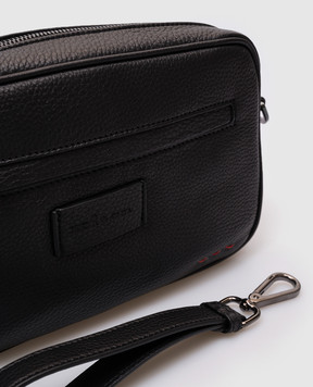Kiton Черный кожаный клатч с логотипом UBA0108N01271