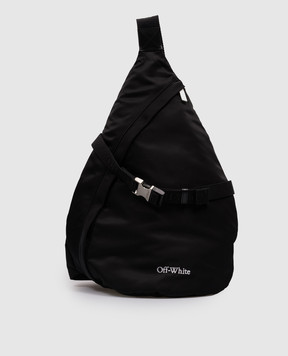Off-White Черная сумка слинг с вышивкой логотипа OMNQ093F24FAB001