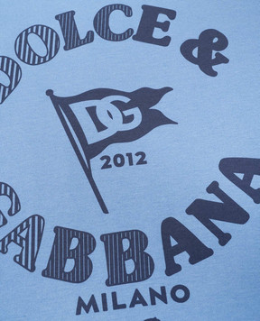 Dolce&Gabbana Детская синяя футболка с принтом логотипа L4JTHVG7OJY36