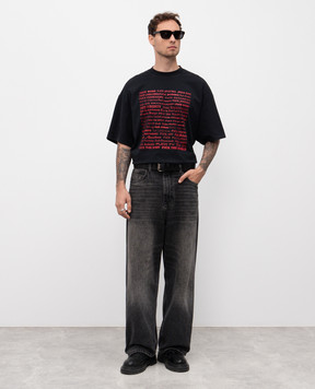 Vetements Черная футболка с принтом UH76TR660Bm