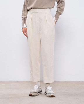 Brunello Cucinelli Бежевые вельветовые штаны MP576P8562