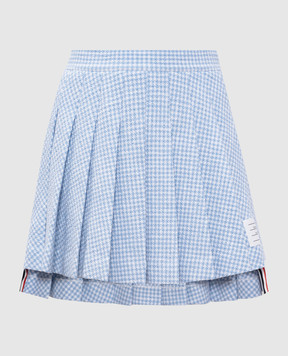 Thom Browne Голубая твидовая юбка-плиссе в клеточку FJK143AJ0222