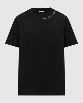 Moncler Чорна футболка з фактурним принтом логотипа K10918C000788390T
