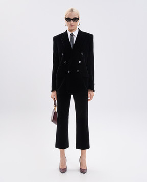 Saint Laurent Чорний двобортний оксамитовий жакет 842990Y525R