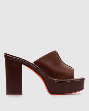 Santoni Коричневі шкіряні мюлі WHST71585HC7TTIX