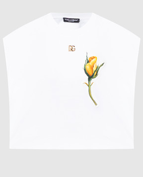 Dolce&Gabbana Білий топ з аплікацією та логотипом F8U68ZG7G9A