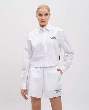 Off-White Біла укорочена сорочка з вишивкою логотипа OWGE02AS25FAB001