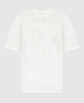 Maison Margiela MM6 Белая ажурная футболка с узором логотипа SH2HL0010M13013