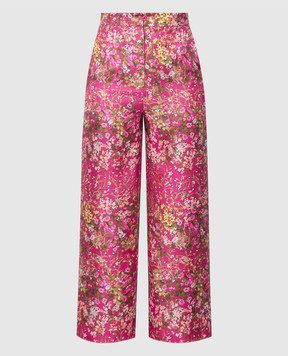Max Mara Рожеві штани Operoso із шовку в квітковий принт OPEROSO