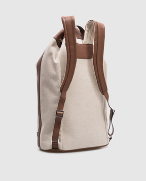 Brunello Cucinelli Бежевий комбінований рюкзак з логотипом MBLRU433P