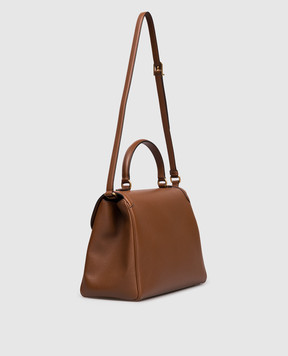 Valentino Коричневая кожаная сумка с логотипом VLogo Signature 7W2B0R87SRS