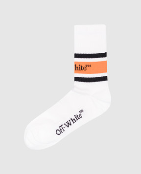 Off-White Белые носки с контрастным узором логотипа OMRA077S25KNI001