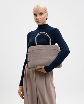 Santoni Серая замшевая сумка-тоут с логотипом DFBBA2779DBHIOM