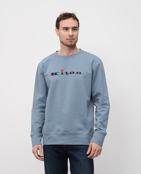 Kiton Синий свитшот с вышивкой логотипа UMK0628