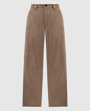 Brunello Cucinelli Бежевые вельветовые брюки с цепочкой мониль MP574P8656
