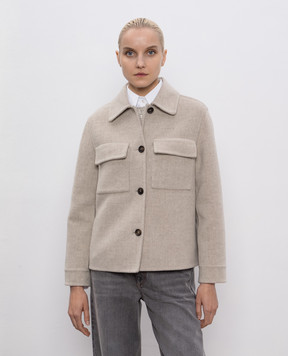 Brunello Cucinelli Бежевая куртка из шерсти и кашемира с цепочкой мониль MD5327681P
