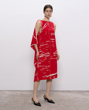 PROENZA SCHOULER Красное платье Ondine с шелком в принт R2523018BYGP297