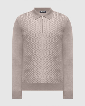 Bertolo Cashmere Бежевое поло из шерсти и шелка в тканом узоре 902518002531