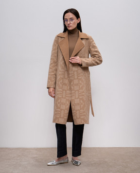 Max Mara Коричневое двустороннее пальто ABITO из шерсти на запах ABITO