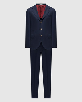 Brunello Cucinelli Синий костюм из шерсти ME226LDTH