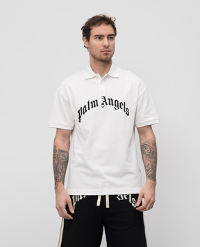Palm Angels Біле поло з вишивкою логотипа PMGB012S25FAB003