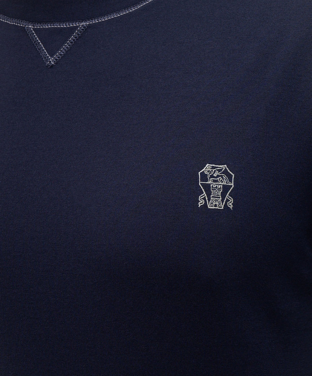 Brunello Cucinelli Синя футболка з принтом логотипа M0B131328G зображення 4