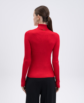 Twinset Червоний гольф в рубчик з логотипом 252LI3BAA