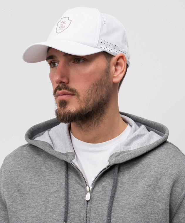Brunello Cucinelli Біла кепка з емблемою MCAP9911T зображення 2