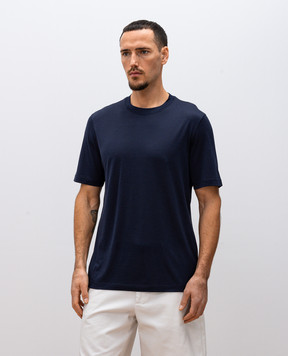 Brunello Cucinelli Синяя футболка с шелком MD8211308
