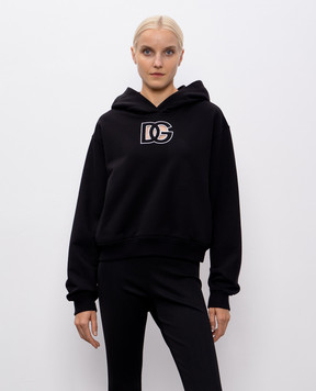 Dolce&Gabbana Черные худи с вышивкой монограммы логотипа DG F9S47ZGDC9Y